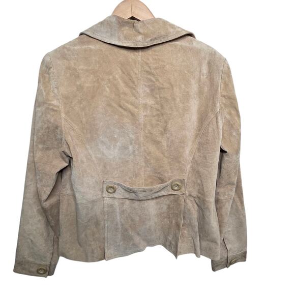 Mossimo Womens Tan Suede Genuine Leather Button Jacket SZ XL Y2K Western Rodeo - Picture 5 of 12